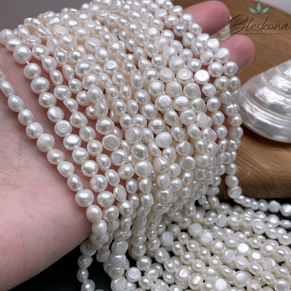 Жемчуг полусфера белый 6 мм 