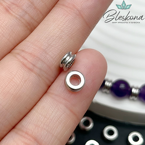 6*3 мм Цвет серебро, Бусина-разделитель двойная