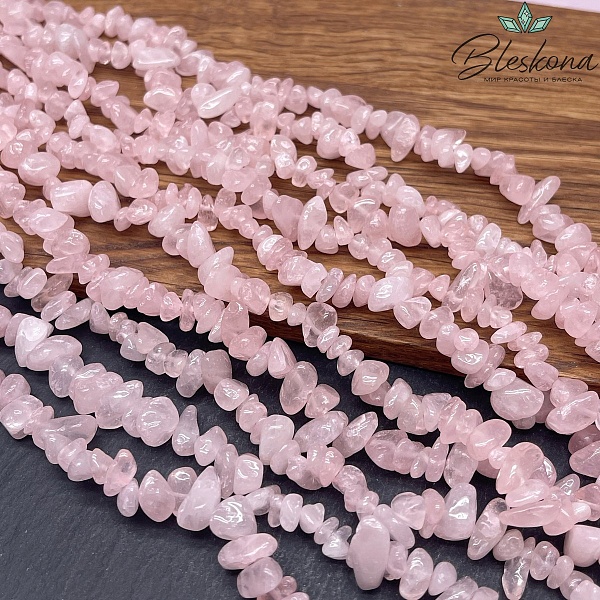 Крошка Розовый кварц ширина бусин ~ 6-13 мм