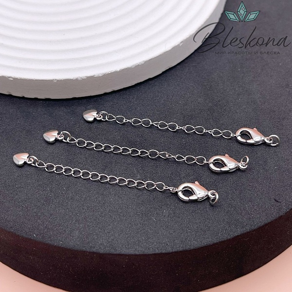 12 мм Цвет серебро, Замок округлый с цепочкой сердце