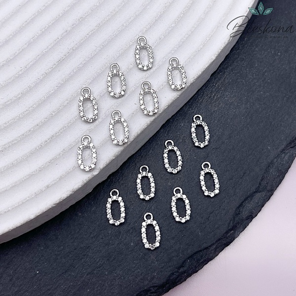 9,4 мм Цвет серебро, Буква О цирконы 