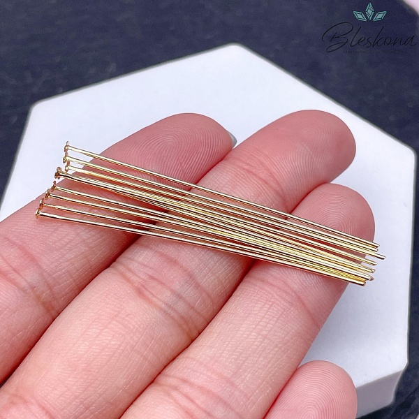 5 см*0,6 мм Цвет золото, Пины шляпка жесткие уп. 10 шт Люкс