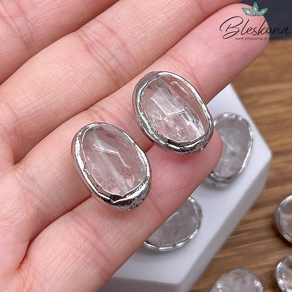 19*15 мм Цвет серебро, Бусина Горный Хрусталь в обрамлении