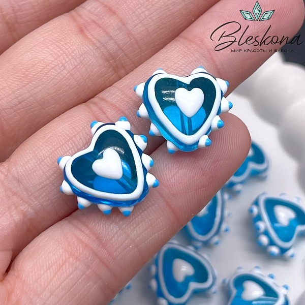 15*16 мм Бусина сердце голубое