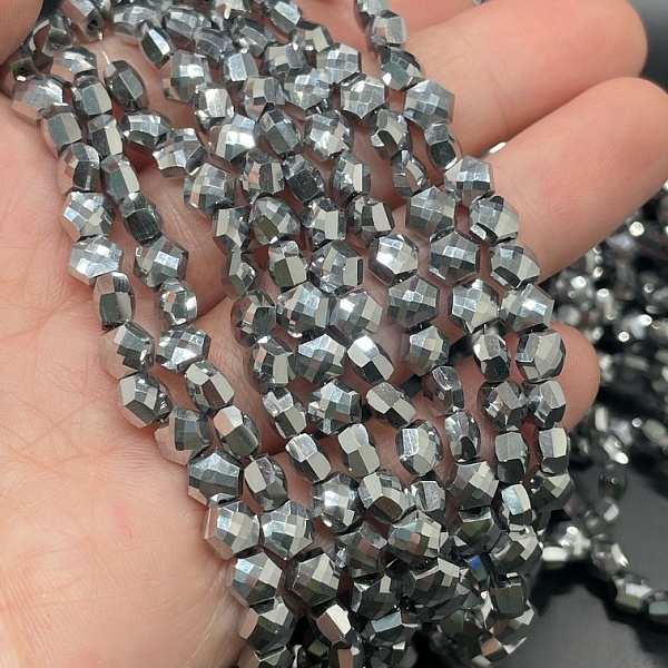 5*6 мм Стекло Lux, шестиугольник, цвет серебро