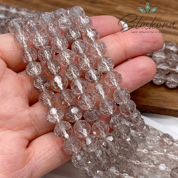 Кварц снежный огранка коричневая (имитация)  8 мм