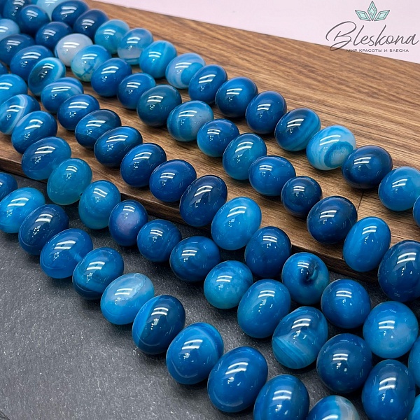Агат голубой (тонированный) галтовка 15*18 мм
