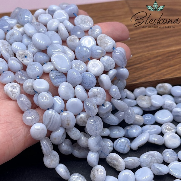 Агат голубой (Сапфирин) галтовка 9-12 мм