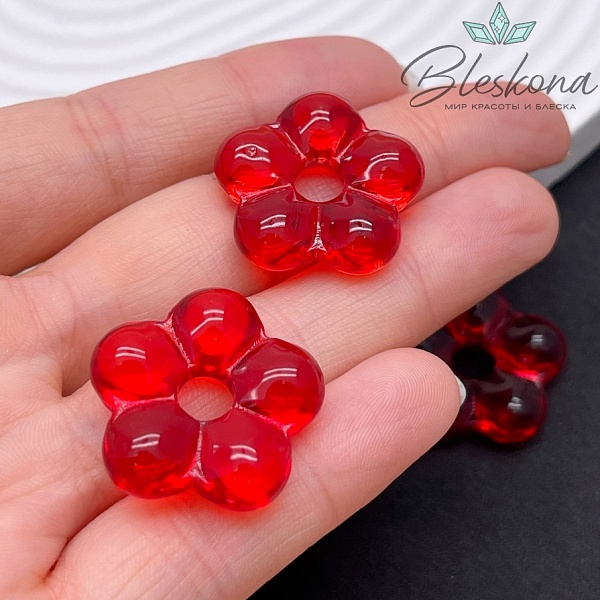 24 мм  Подвеска цветок красный