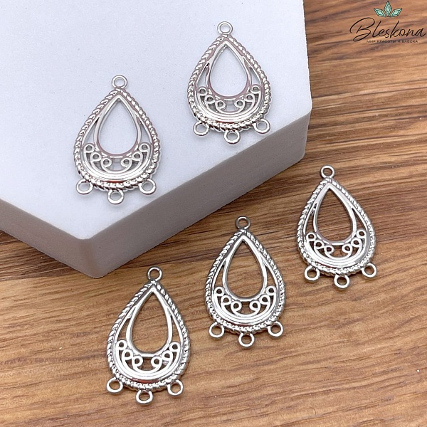 25*15 мм Цвет серебро, Коннектор Этно №21