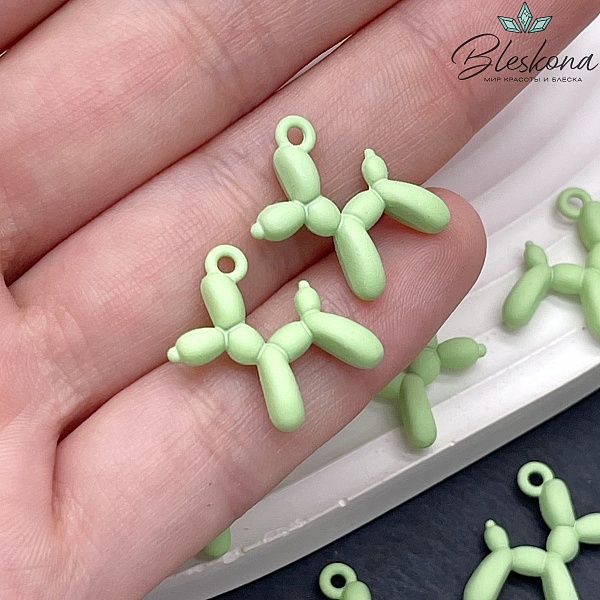 14*18 мм, Подвеска пудель салатовая эмаль матовая