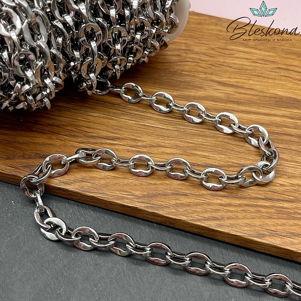 Цепь №48-5 цвет серебро 10*8 мм