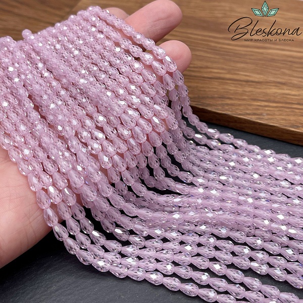 Циркон капля светло-лиловый огранка 6*4 мм (кубический цирконий, фианит) 