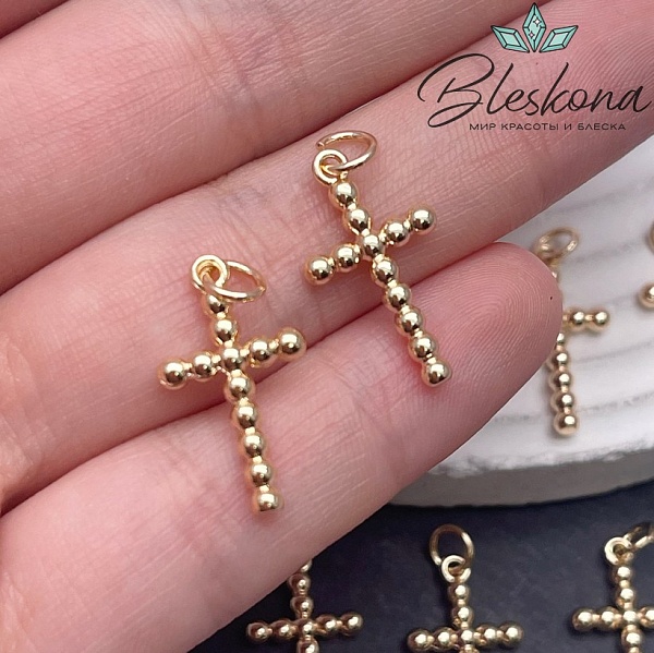 20*11,5 мм Цвет золото, Подвеска Крест шарики