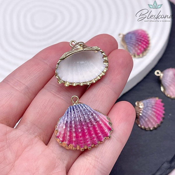 (23-26)*(25-30) мм, Цвет золото, Подвеска Ракушка микс