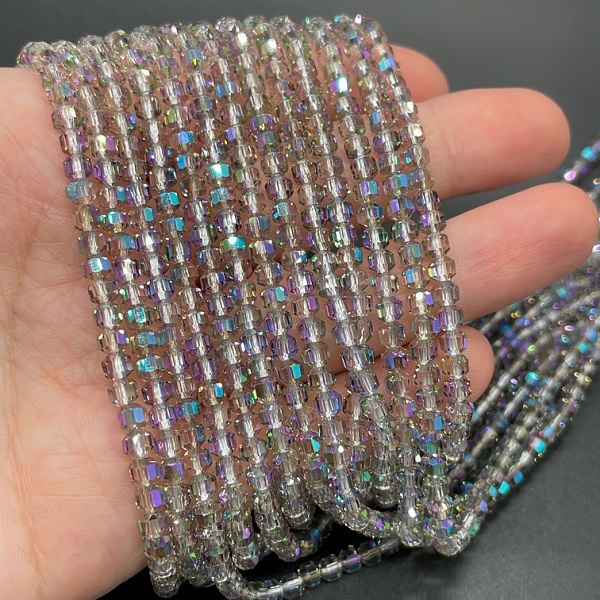 3,5*4 мм Стекло Lux, многогранник, цвет лиловый с переливом 