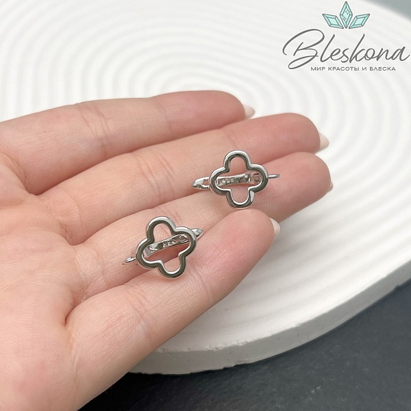 15*13 мм Цвет серебро, Швензы Люкс №7 Клевер контур