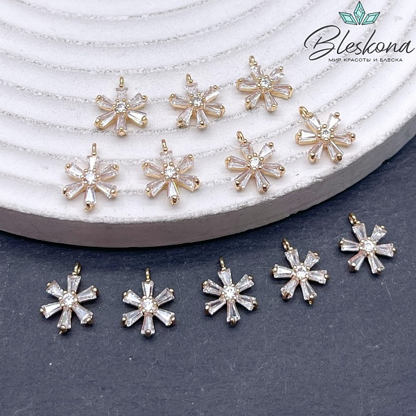 11*8 мм Цвет золото, Подвеска цветок цирконы 