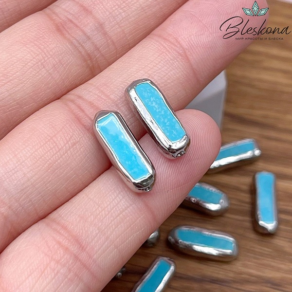 15*6 мм Цвет серебро, Бусина Магнезит в обрамлении