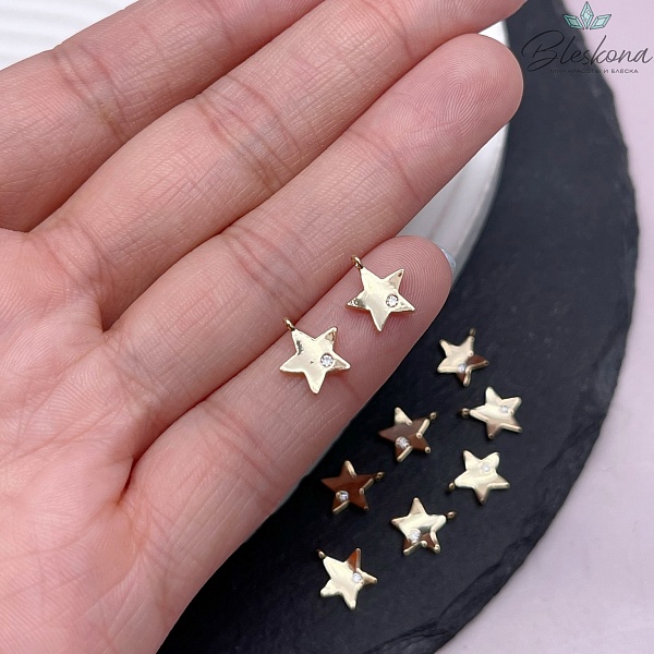 8,7*10мм, Цвет золото, Подвеска Звезда циркон 