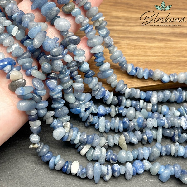 Крошка Авантюрин синий ширина бусин ~ 6-9 мм