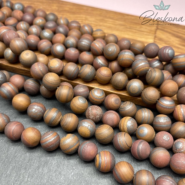 Тигровый глаз с включениями гематита матовый 12,5 мм