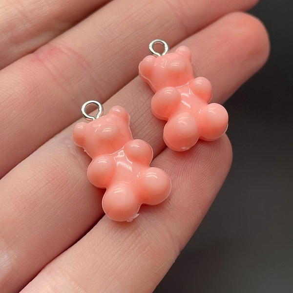 12*21,5мм, Цвет серебро, Подвеска Мишка бледно- розовый 