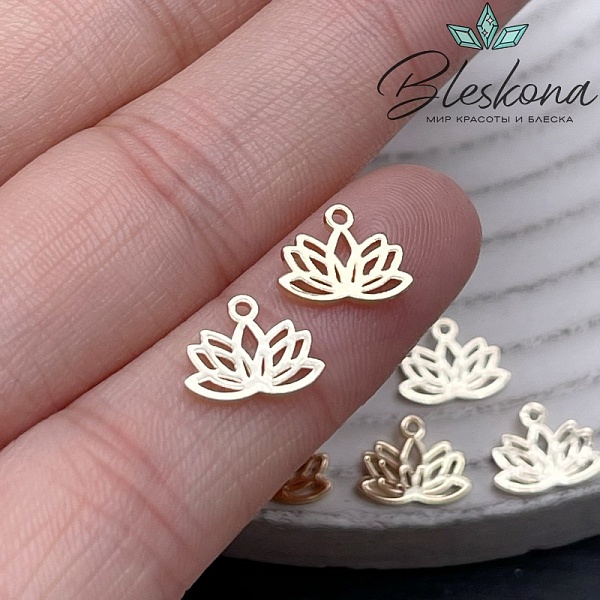 7,8*10 мм Цвет золото, Подвеска лотос контур 