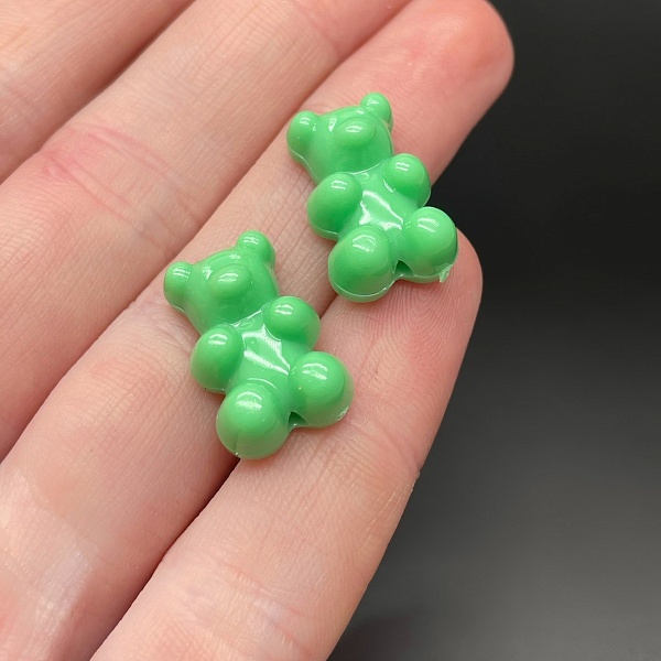 12*18 мм , Бусина Мишка зеленый 