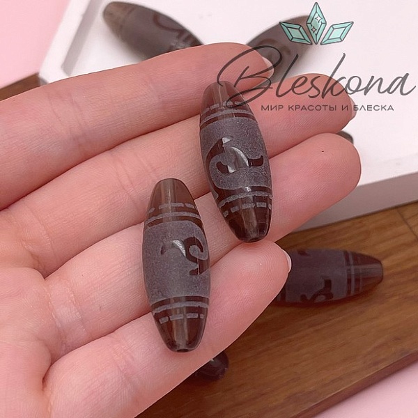 Бусина Дзи Зеленая тара 30*11 мм