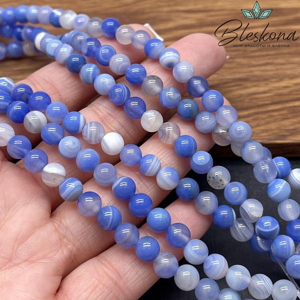 Агат синий №1 (тонированный) 6 мм 