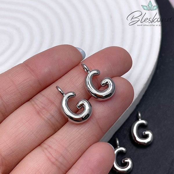 18 мм, Цвет серебро, Буква объемная G