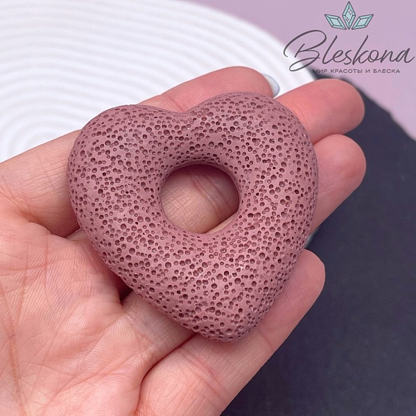 Лава Вулканическая Подвеска сердце  розовое 53*51 мм