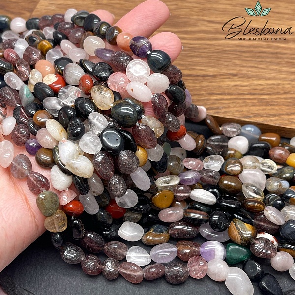 Микс из натуральных камней галтовка (8-12)*(7-9) мм