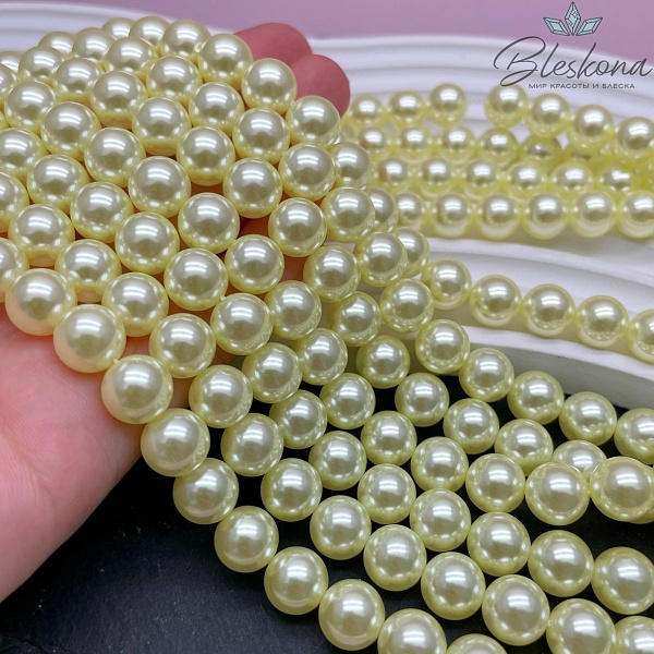 Жемчуг Майорка, лимонный  10 мм