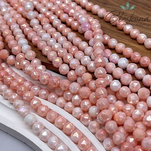 Стекло Lux персиковое огранка острая 8 мм