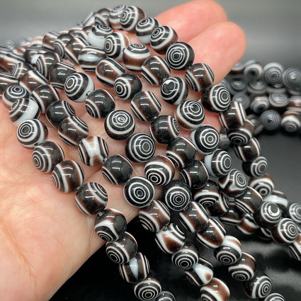 Муранское стекло черное спираль 8мм