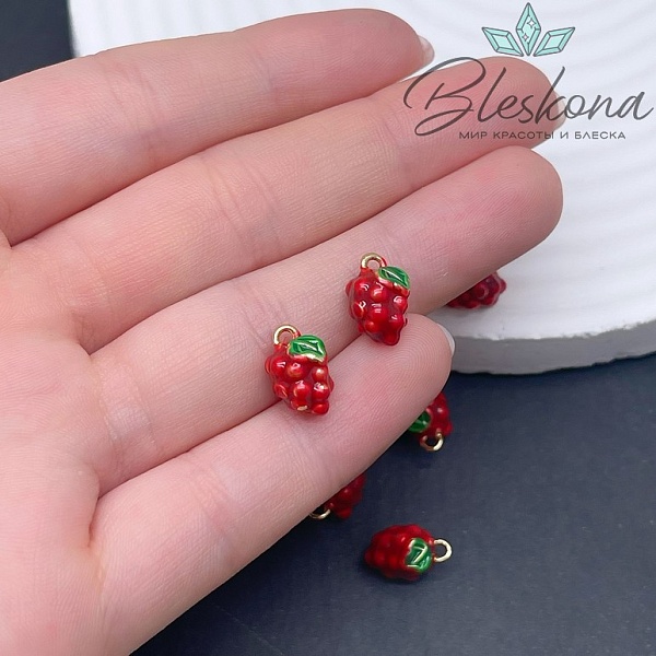 12*7 мм Цвет золото, Подвеска малина эмаль