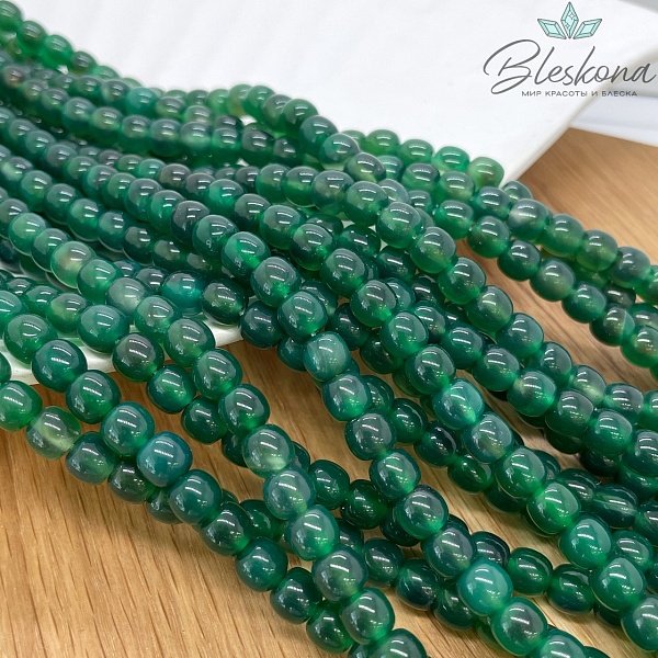 Агат зеленый (тонированный) №1 бочата 6,5*7 мм