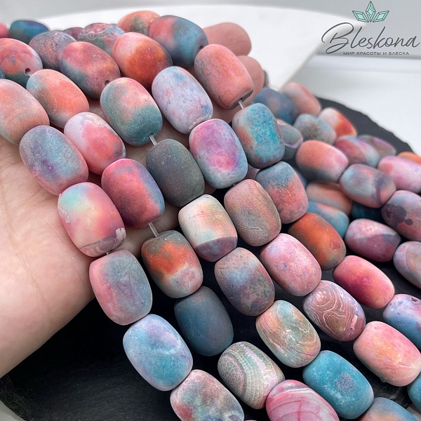 Агат с узором №18 (матовый) бочата 18*13 мм