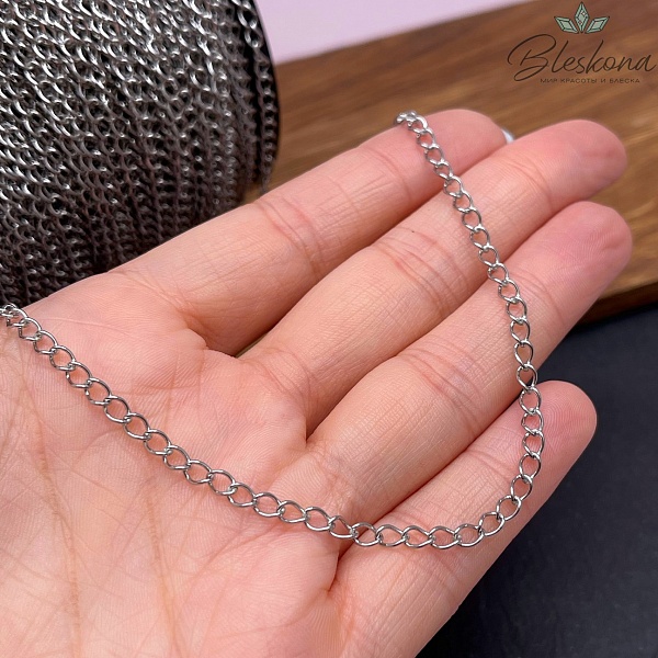 Цепь №С28 Цвет серебро 4,4*3,1 мм Сталь