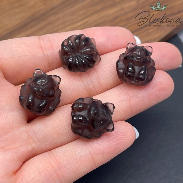 17 мм Резная Бусина Девятихвостая Лиса Раухтопаз