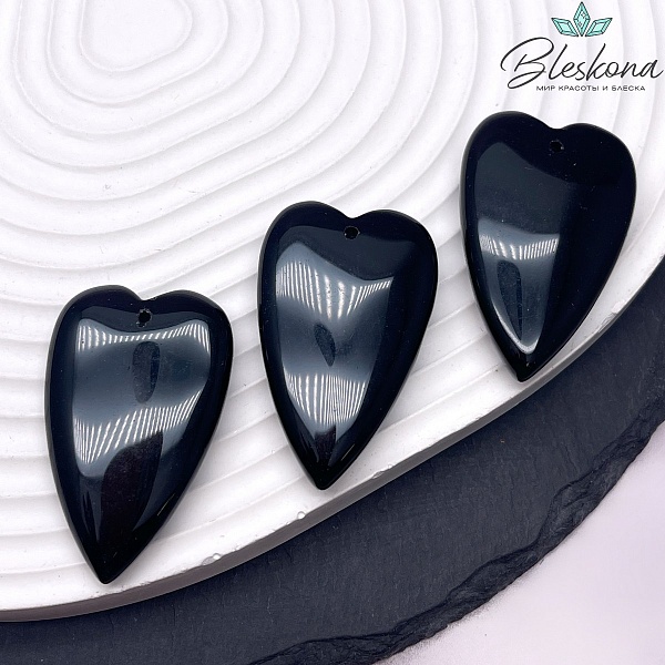 25*40 мм Подвеска Сердце Обсидиан