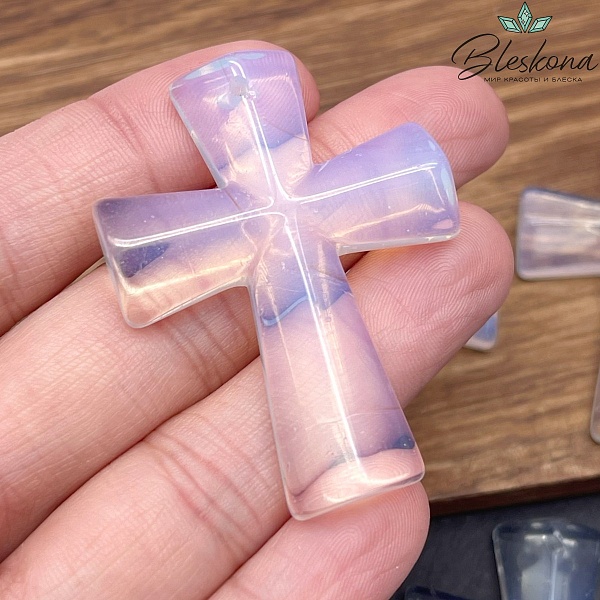 Подвеска крест Лунный камень (имитация) 47*36 мм