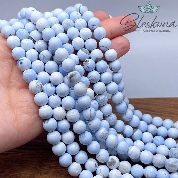 Агат голубой с узором №8 8 мм