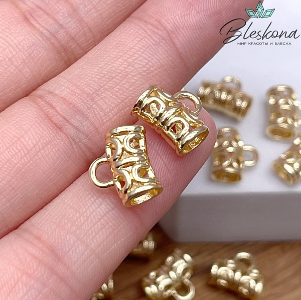 11,5*10 мм Цвет золото, Бейл широкий узор неразъемное кольцо