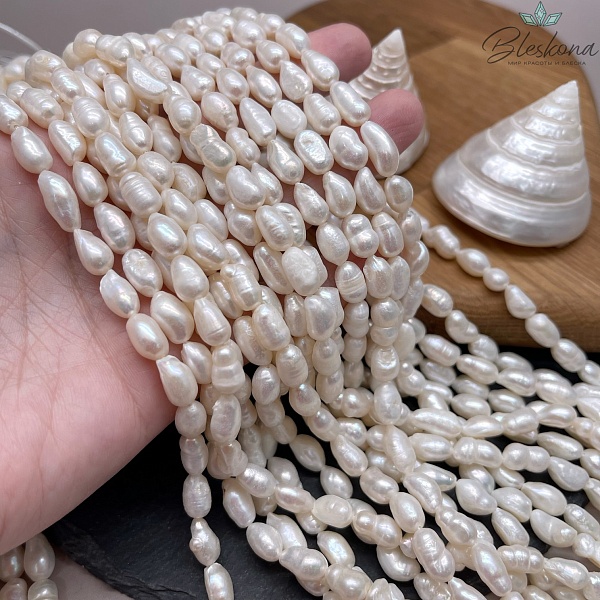 Жемчуг барочный рис белый №2 6,5-7 мм 