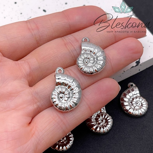 22*16 мм Цвет серебро, Подвеска Ракушка улитка 