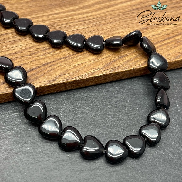 Сердца Агат черный 12*12*5,5 мм