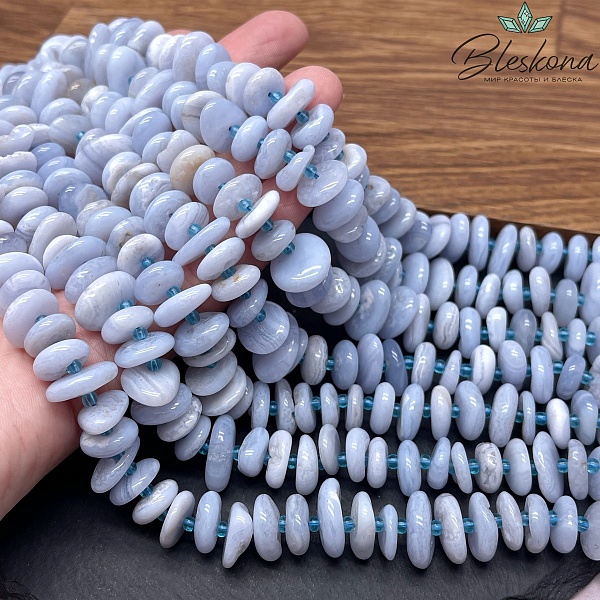 Агат голубой (Сапфирин) галтовка (3-6)*(10-15) мм